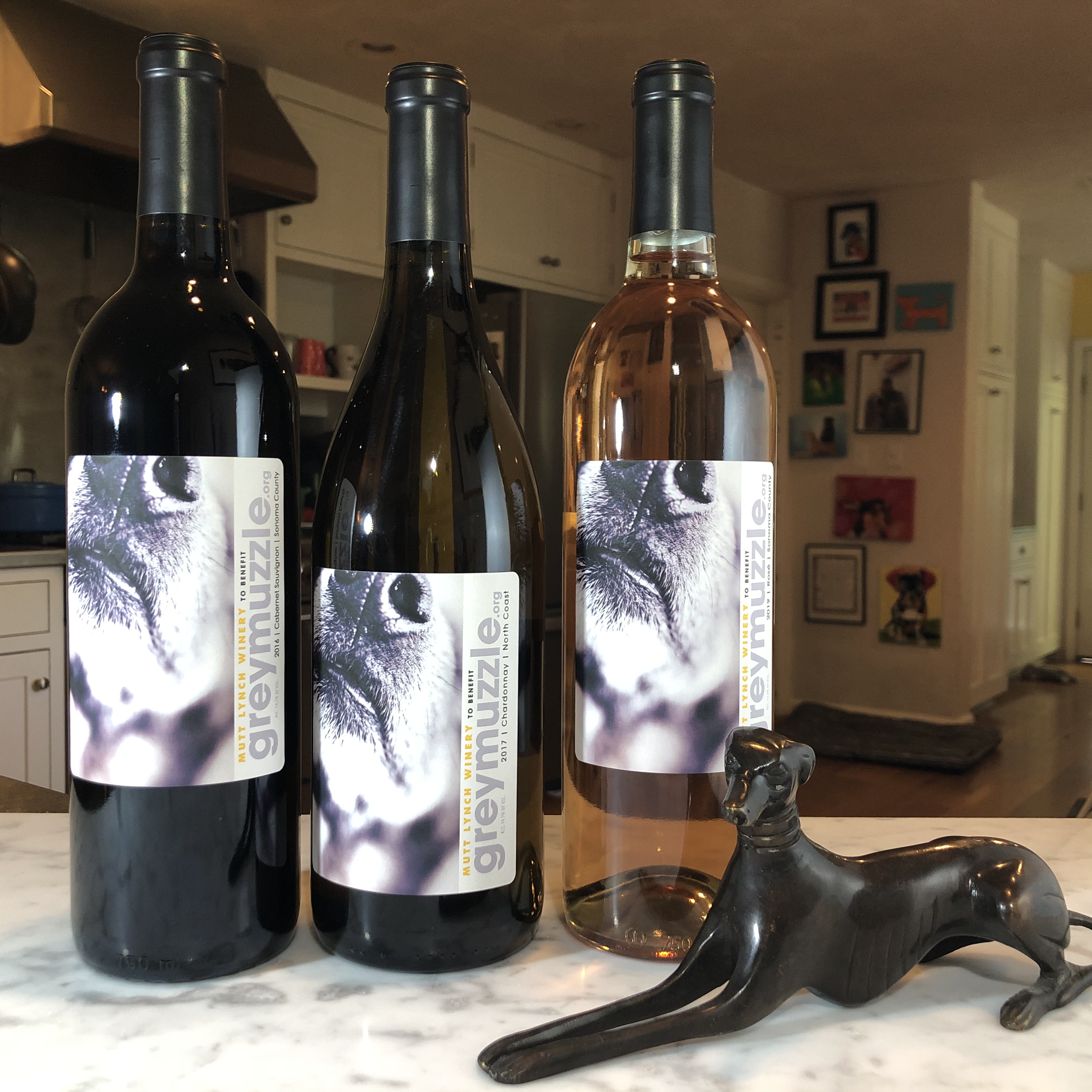 Grey Muzzle Chardonnay, Rose and Cab