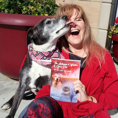 Denise with Dog and Book