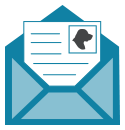 envelope drawing with a dog on the letterhead